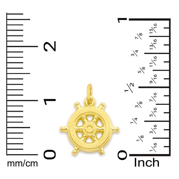 Solid 14k Gold Wheel of Dharama Charm, Tiny Buddha Charm for Bracelet - Picture 4 of 4